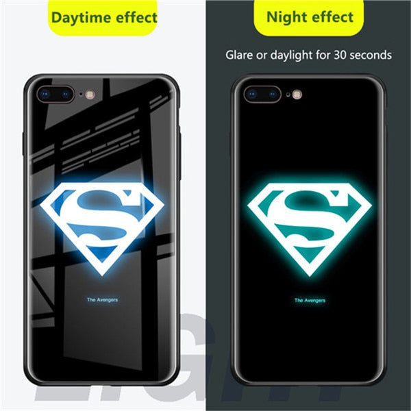 Luxury Marvel Luminous Tempered Glass Case For iPhone