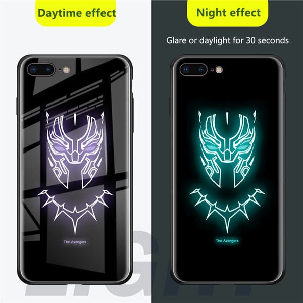 Luxury Marvel Luminous Tempered Glass Case For iPhone