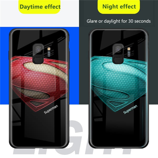 Luxury Marvel Luminous Tempered Glass Case For iPhone