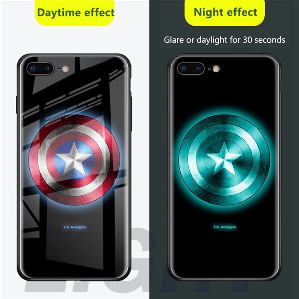 Luxury Marvel Luminous Tempered Glass Case For iPhone