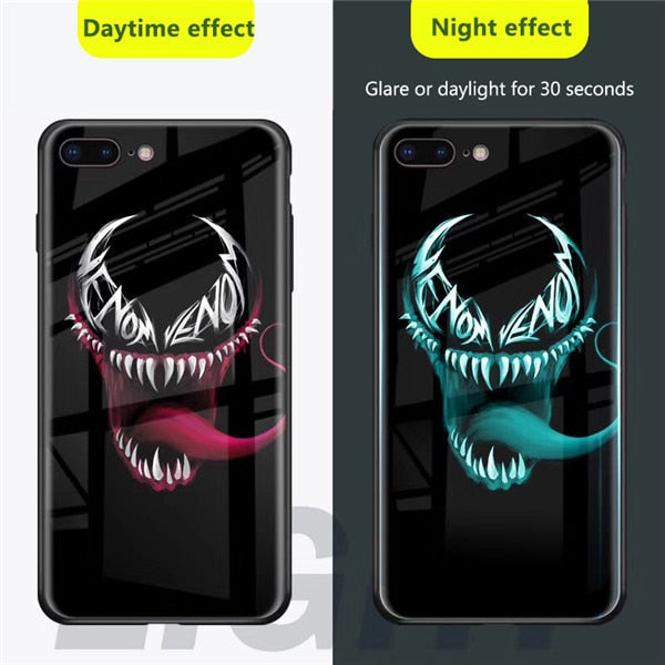 Luxury Marvel Luminous Tempered Glass Case For iPhone