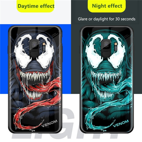 Luxury Marvel Luminous Tempered Glass Case For iPhone