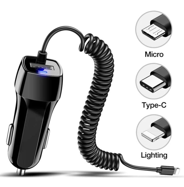 Car Charger With USB Cable Mobile Phone Charger
