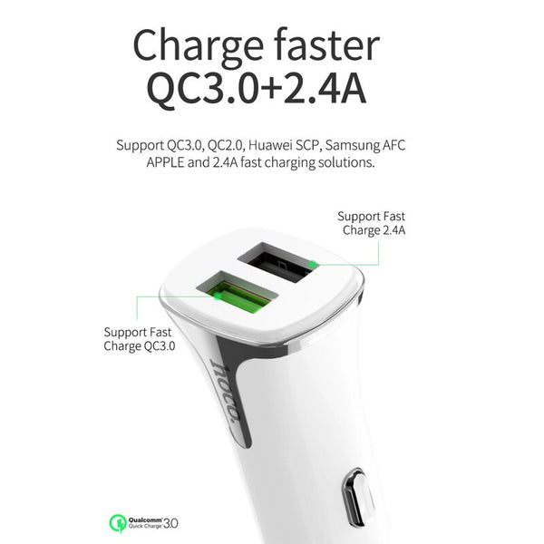 Car Fast Charger Quick Charge 3.0 3A for Samsung , Xiaomi & iphone
