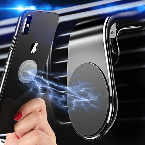 Metal Magnetical Car Phone Holder Mini Air Vent Clip Mount Magnet Mobile Stand