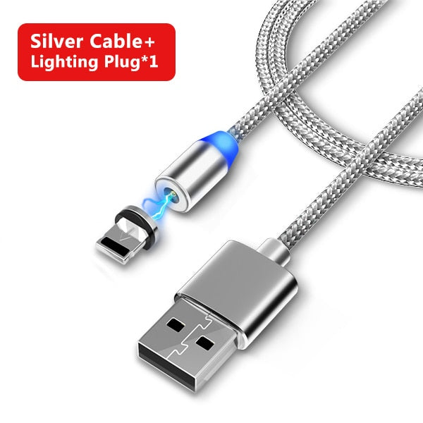 3 in 1 Fast Magnet Charge Cable LED Lighting 8 Pin Micro