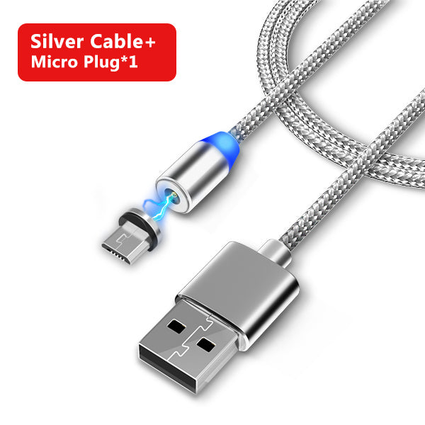 3 in 1 Fast Magnet Charge Cable LED Lighting 8 Pin Micro