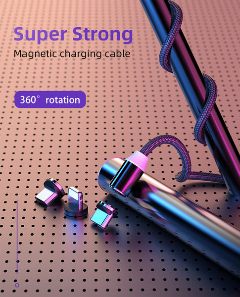 3 in 1 Fast Magnet Charge Cable LED Lighting 8 Pin Micro