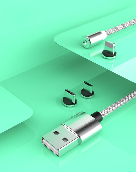 3 in 1 Fast Magnet Charge Cable LED Lighting 8 Pin Micro