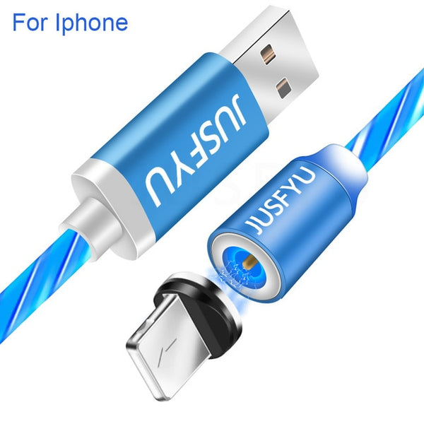 Magnetic Cable LED Glow Flowing Fast  Charging Micro USB Cable