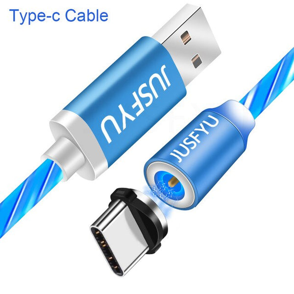 Magnetic Cable LED Glow Flowing Fast  Charging Micro USB Cable