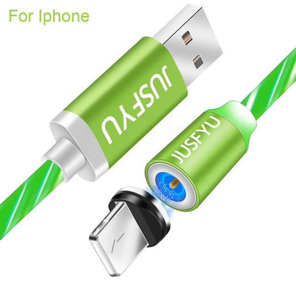 Magnetic Cable LED Glow Flowing Fast  Charging Micro USB Cable