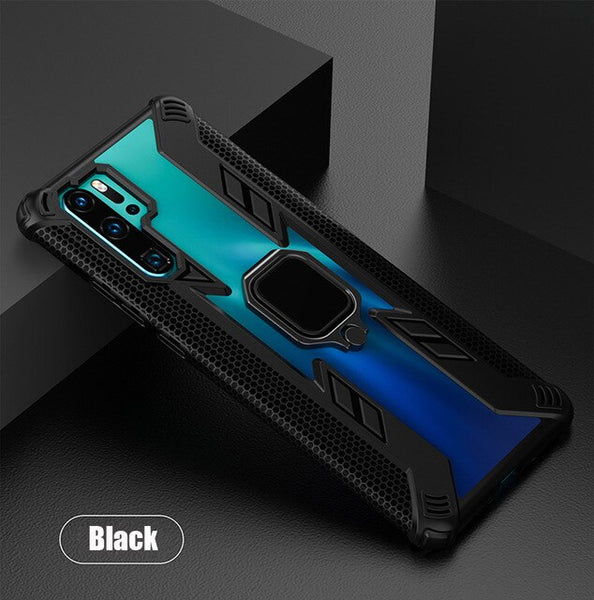Transparent Armor Case  with Car Ring Holder  For Huawei