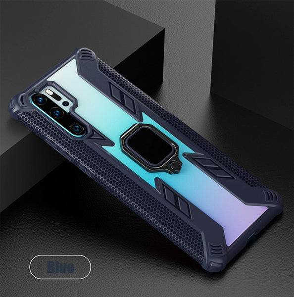 Transparent Armor Case  with Car Ring Holder  For Huawei