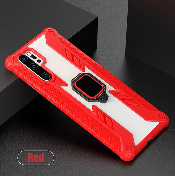 Transparent Armor Case  with Car Ring Holder  For Huawei