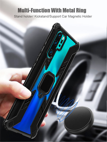Transparent Armor Case  with Car Ring Holder  For Huawei