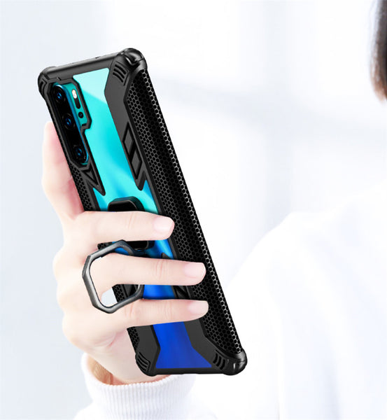 Transparent Armor Case  with Car Ring Holder  For Huawei