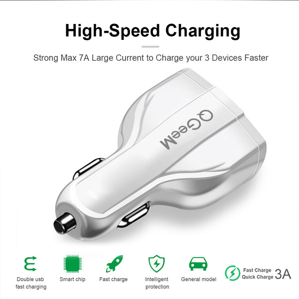 QC 3.0 USB C Car Charger 3-Ports Quick Charge 3.0 Fast Charger