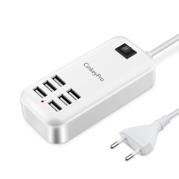 EU Plug 6 Ports Multiple Wall USB Charger 15W 3A Smart Adapter