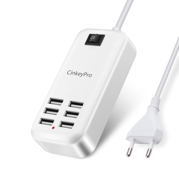EU Plug 6 Ports Multiple Wall USB Charger 15W 3A Smart Adapter