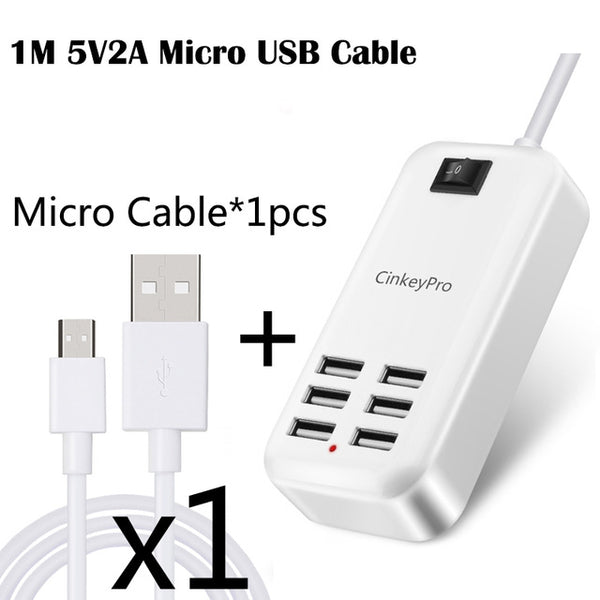 EU Plug 6 Ports Multiple Wall USB Charger 15W 3A Smart Adapter