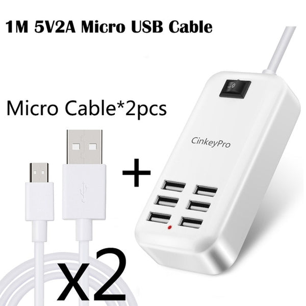 EU Plug 6 Ports Multiple Wall USB Charger 15W 3A Smart Adapter