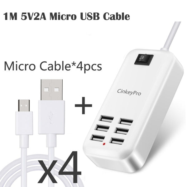 EU Plug 6 Ports Multiple Wall USB Charger 15W 3A Smart Adapter
