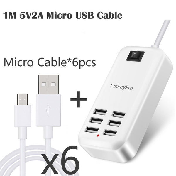 EU Plug 6 Ports Multiple Wall USB Charger 15W 3A Smart Adapter