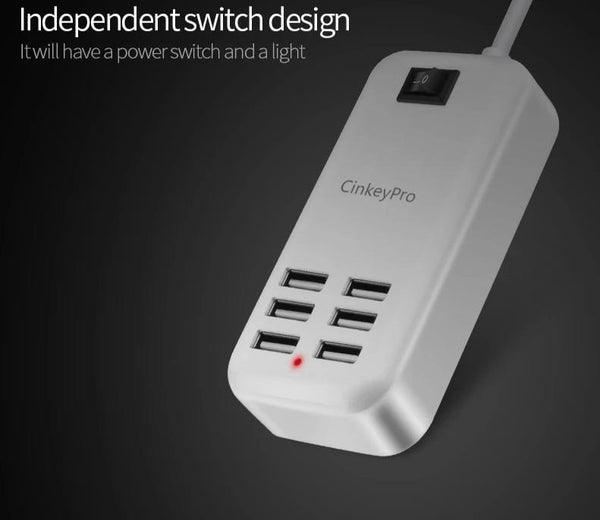 EU Plug 6 Ports Multiple Wall USB Charger 15W 3A Smart Adapter
