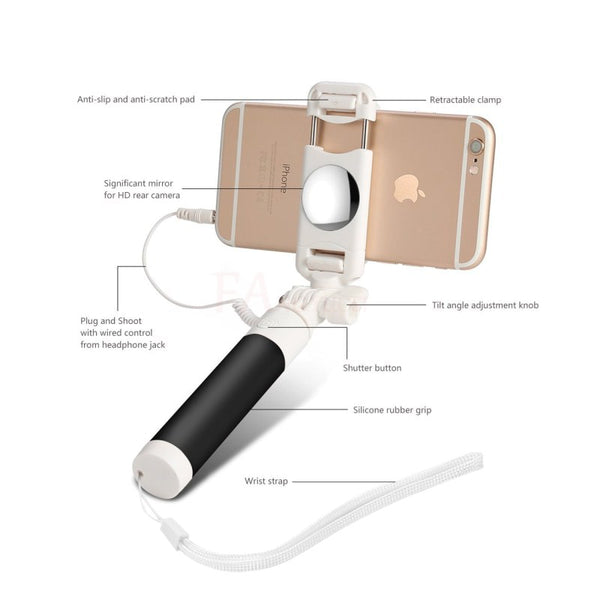 Universal Mini  new Selfie Stick  Foldable Tripod Mirror Wired