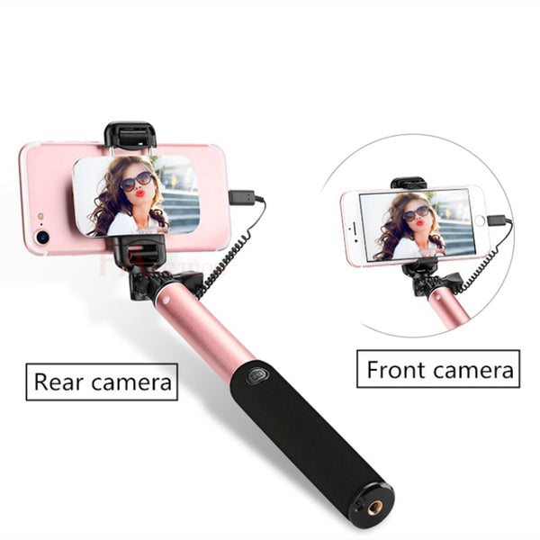 Handheld Tripod Wired Mini Selfie Stick Monopod for iPhone, Samsung, Huawei & Xiaomi