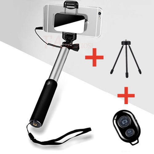 Handheld Tripod Wired Mini Selfie Stick Monopod for iPhone, Samsung, Huawei & Xiaomi