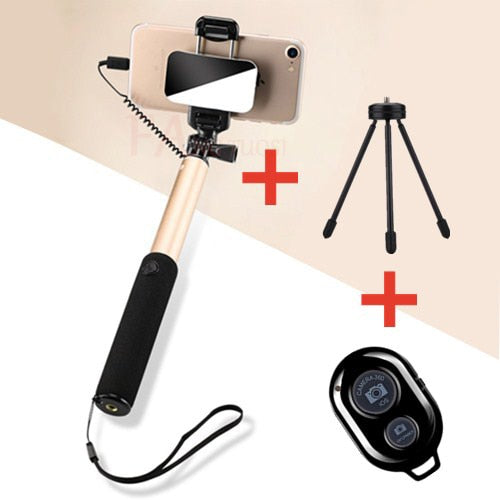Handheld Tripod Wired Mini Selfie Stick Monopod for iPhone, Samsung, Huawei & Xiaomi