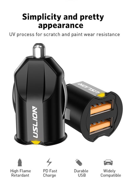 Mini 2 Port USB Car Charger Adapter For iPhone & Samsung