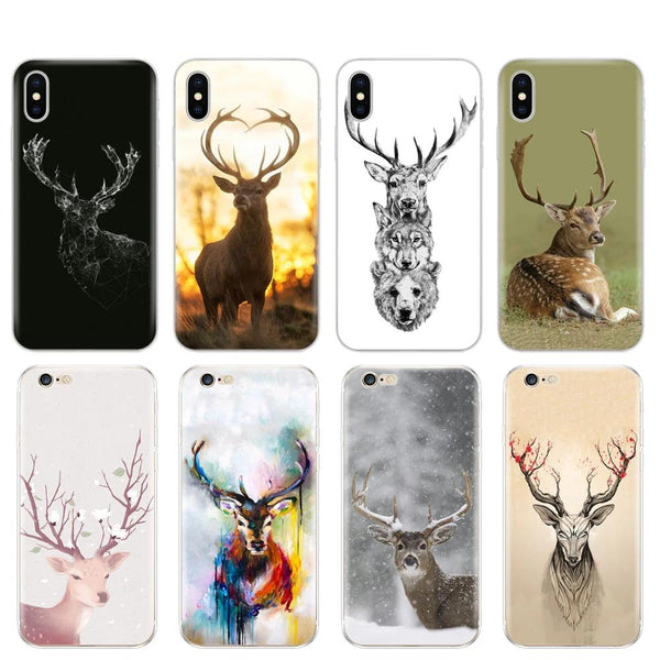 Silicone Cover Phone Case Minimalist animal deer For Iphone