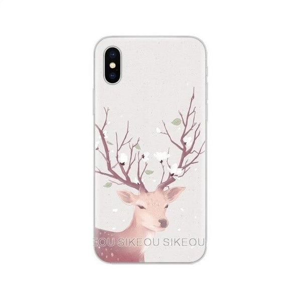Silicone Cover Phone Case Minimalist animal deer For Iphone