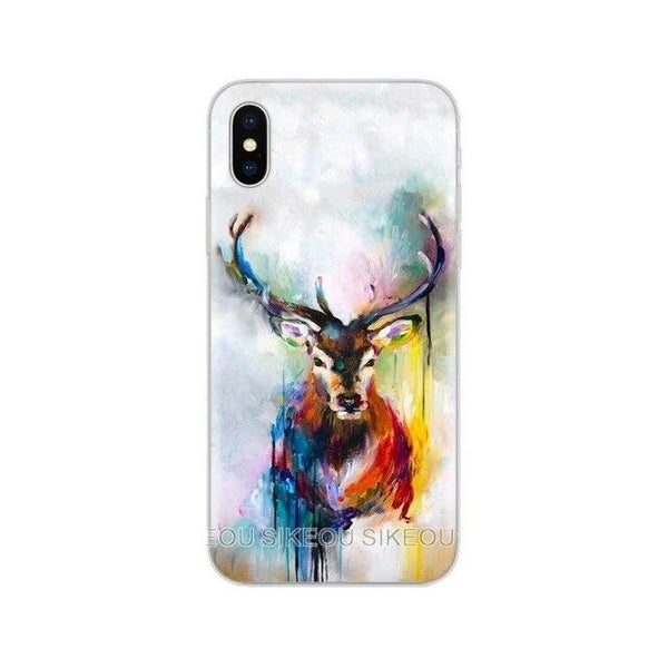 Silicone Cover Phone Case Minimalist animal deer For Iphone