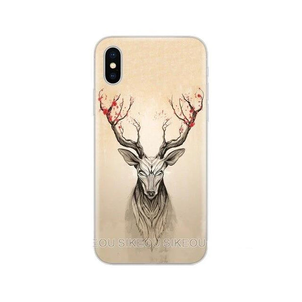Silicone Cover Phone Case Minimalist animal deer For Iphone