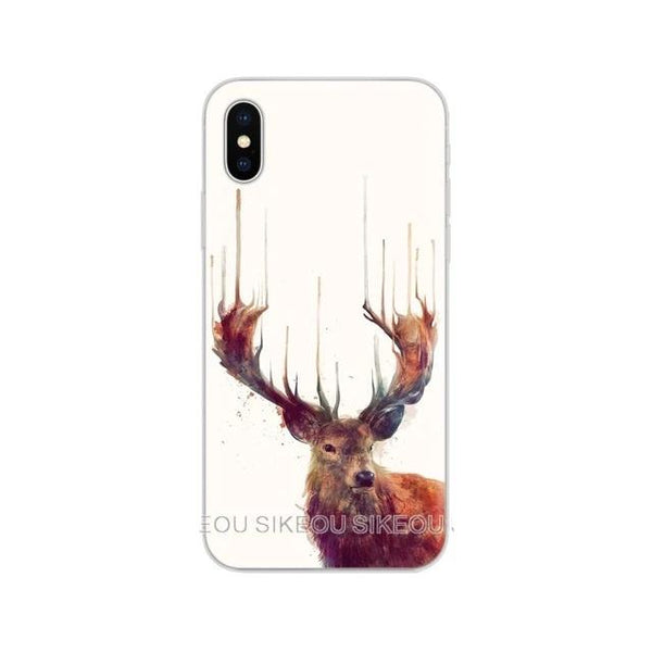 Silicone Cover Phone Case Minimalist animal deer For Iphone