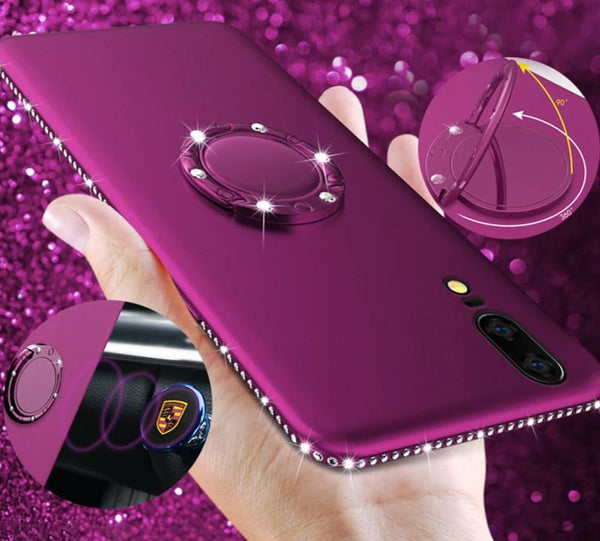 3D Diamond Phone Case with Ring Holder TPU Cover