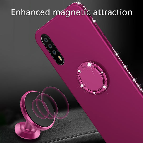3D Diamond Phone Case with Ring Holder TPU Cover