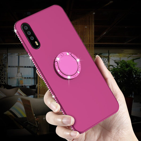 3D Diamond Phone Case with Ring Holder TPU Cover