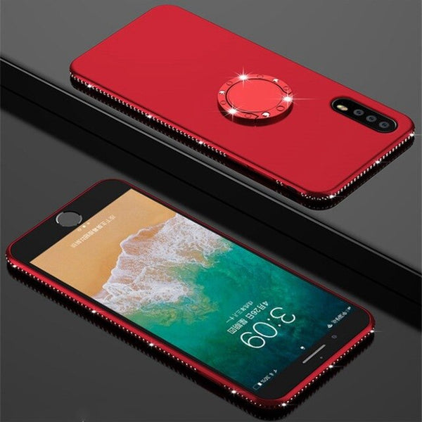 3D Diamond Phone Case with Ring Holder TPU Cover
