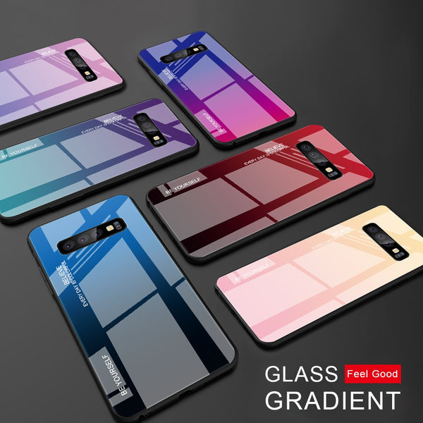 Color Case  For Samsung Tempered Glass Cover