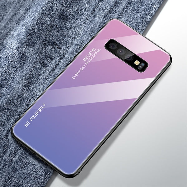 Color Case  For Samsung Tempered Glass Cover