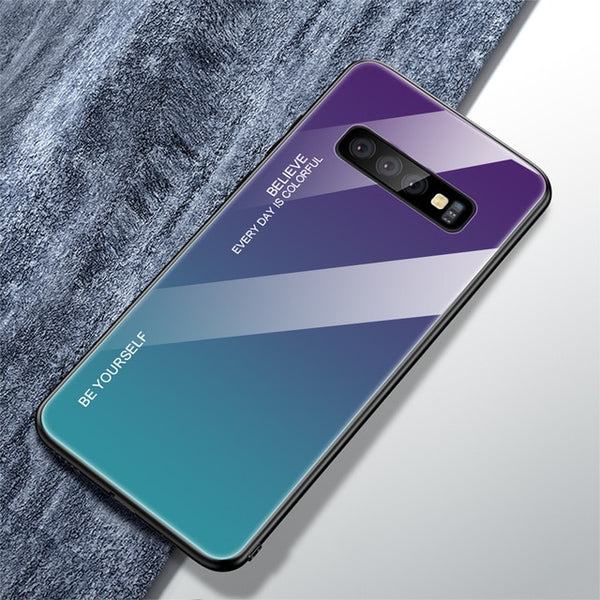 Color Case  For Samsung Tempered Glass Cover