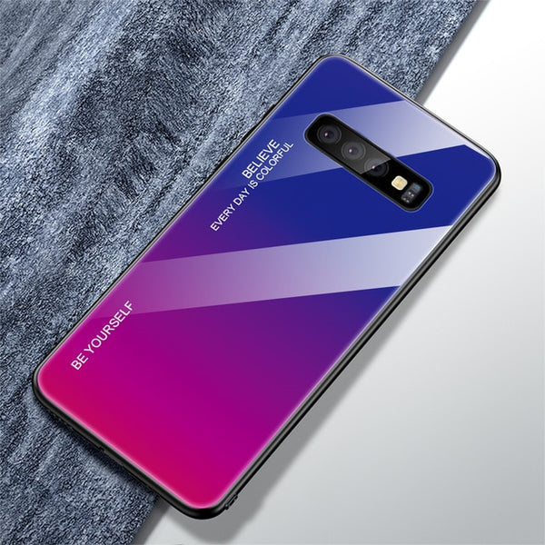 Color Case  For Samsung Tempered Glass Cover