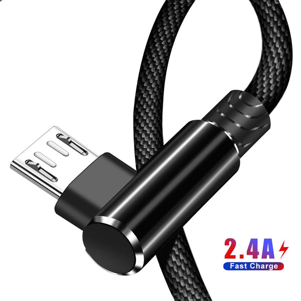 Micro USB Cable 90 Degree 2.4A Fast Charging for Huawei & Xiaomi