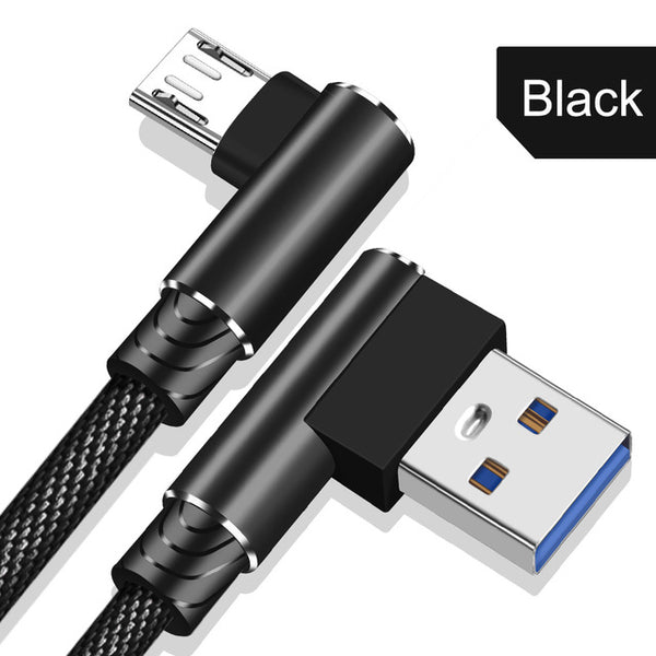 Micro USB Cable 90 Degree 2.4A Fast Charging for Huawei & Xiaomi