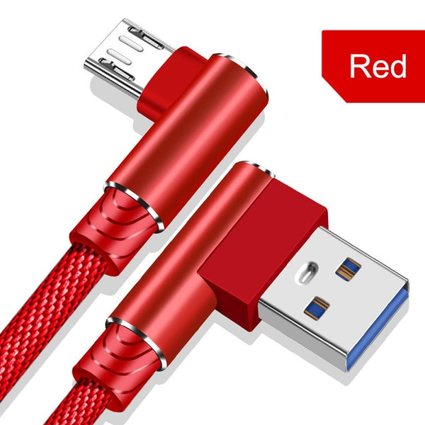 Micro USB Cable 90 Degree 2.4A Fast Charging for Huawei & Xiaomi